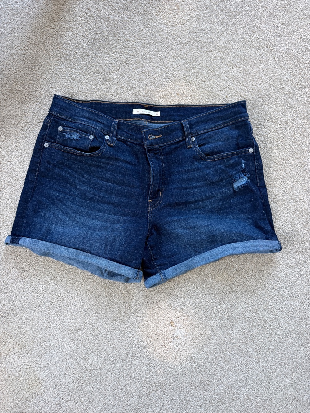 Levi's Dark Blue Rolled Cuff Denim Shorts